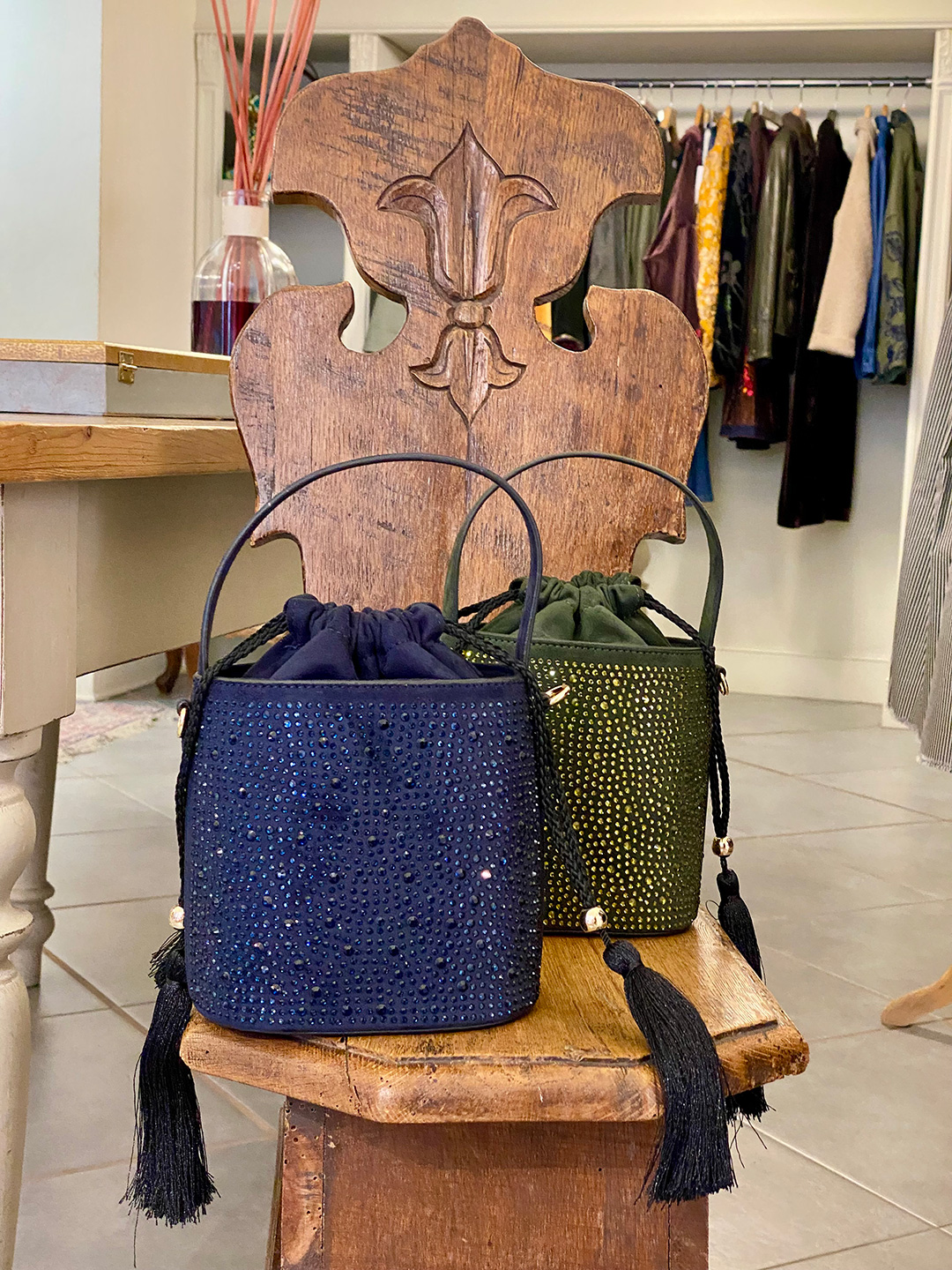 Accessori donna – borse a secchiello blu e verde